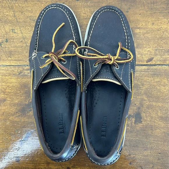 L.L. Bean Men's Brown Boat Shoes Leather Sail Dock Size 10 Outdoor Lake Water - Picture 8 of 15